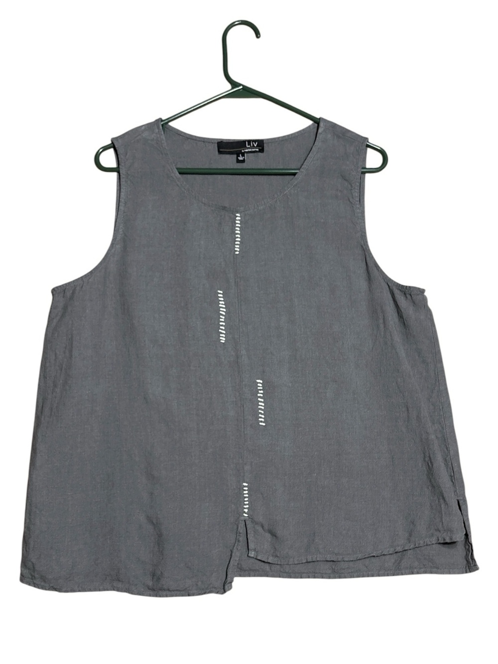 Liv By Habitat 100% Linen Hand Stitch Tank in Taupe Sz L
